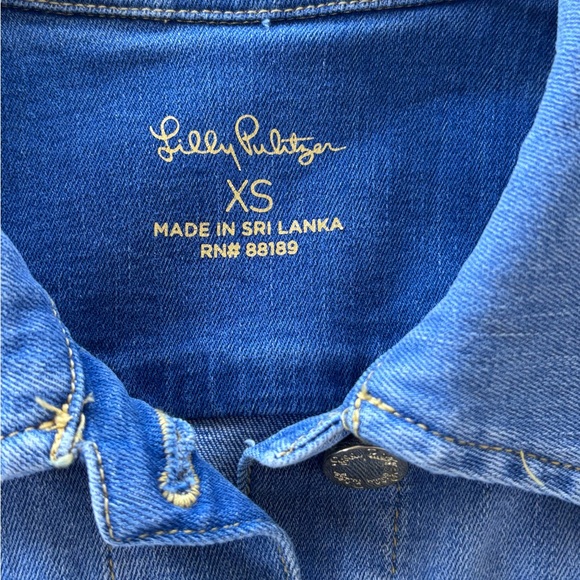 Lilly Pulitzer Seaspray Denim Jacket w Gold Buttons, XS - Picture 6 of 9
